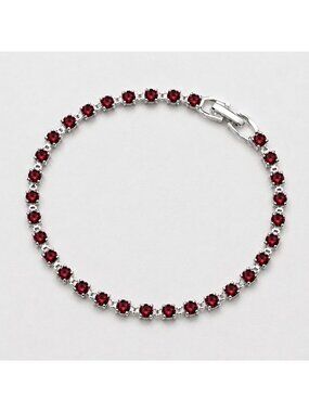 Vintage Ruby Red Tennis Bracelet Made‎ with Swarovski Crystal 7.25 Inch